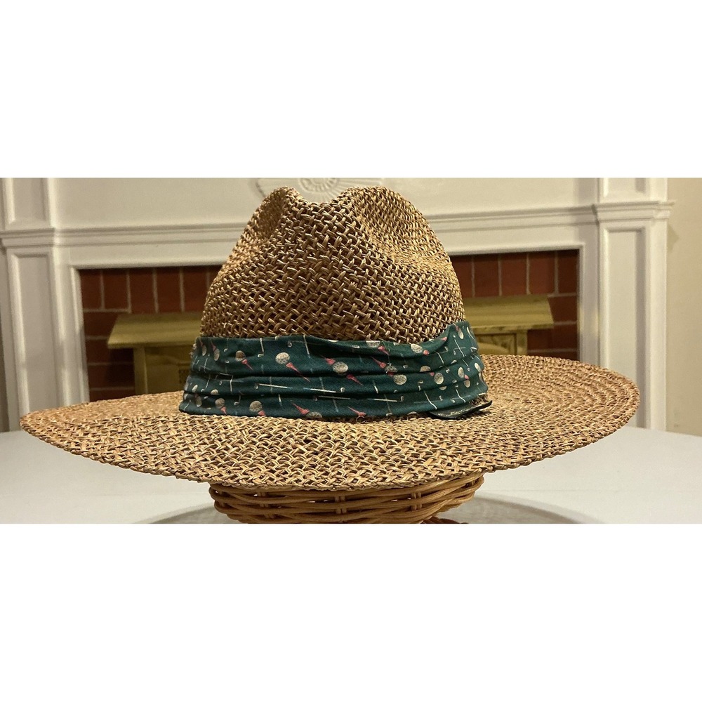 VTG USA Made Chi Chi Straw Fedora Hat Women One Size Golf Wide Brim Sun Hat